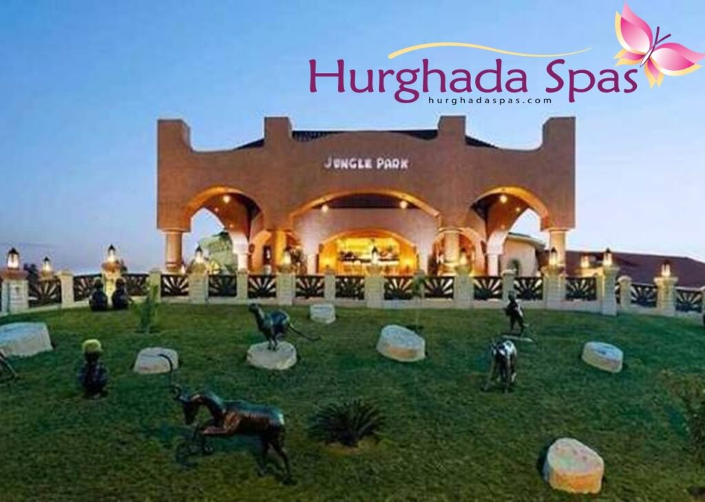 Best Pampering & Excursions Near Pickalbatros Jungle Aqua Park entrance view and wellness center in Hurghada